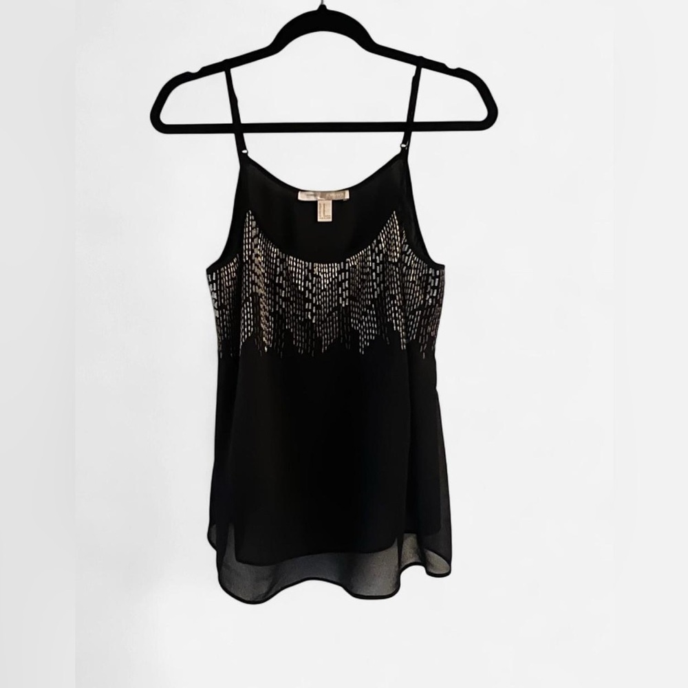 Black Tank Top with Beaded Detail